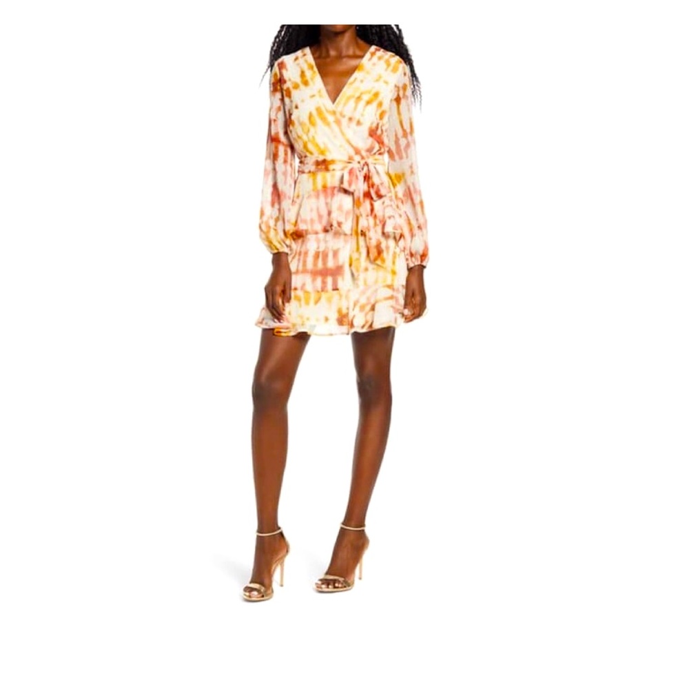 Leith Orange and Yellow Tie-Dye Dress